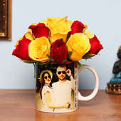 One personalised ceramic mugSize: Height 4'' & Width 3 (350ml) 10 Mixed Roses