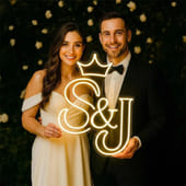 Personalised Crowned Initials Neon Sign