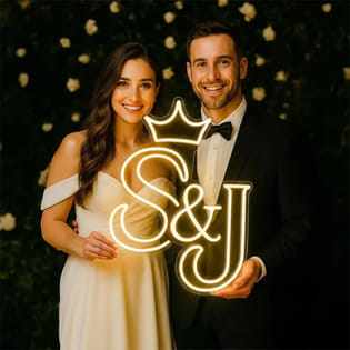 Personalised Crowned Initials Neon Sign