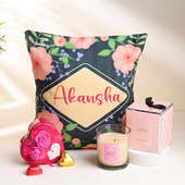 Personalised Cushion N Candle With Chocolates