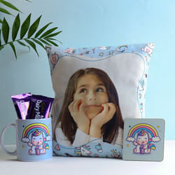 Personalised Cushion With Mug Coaster N Dairy Milk