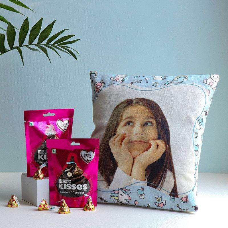 Personalised Cushion With Two Hazelnut Chocolate