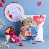 Personalised Cushions With Chocolates N Wall Hanging