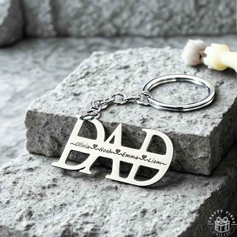 Personalised Dad Fam Love Keychain