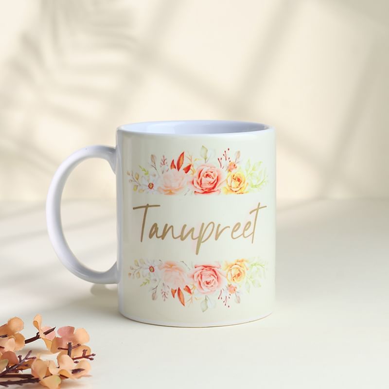 Personalised Floral Frame Mug For Mom