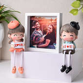 Personalised Frame N Couple Hanging Legs Showpiece Valentine Gift