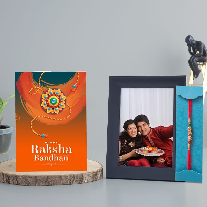 Personalised Frame N Rakhi Combo