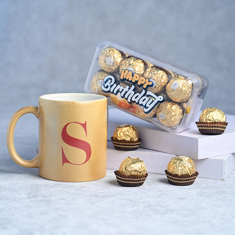 Personalised Golden Mug n Birthday Chocolate