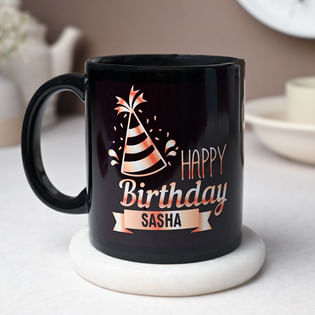 Personalised Black n Golden Birthday Mug