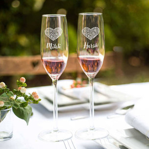 Personalised Heart Champagne Glasses