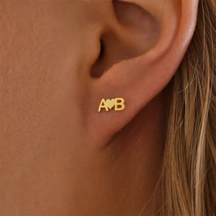Personalised Heart Initial Stud Earrings