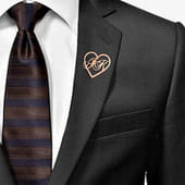 Personalised Heart Initials Brooch For Him