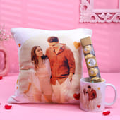 Personalised Hearts Cushion N Mug With Ferrero