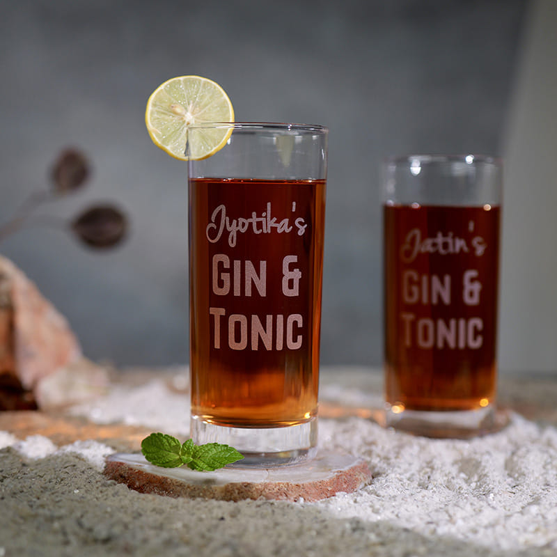 Personalised Highball Glass Duo For Couple