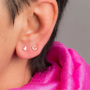 Personalised Initial N Heart Stud Earrings