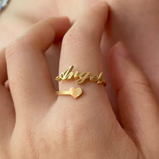 Personalised Love Heart Name Ring