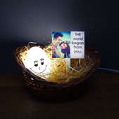 Personalised Lamp with Egg Shaped Lamp in Nested Basket