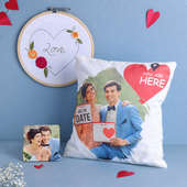 Personalised Love Theme Cushion Coaster N Wall Hanging