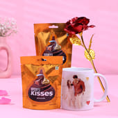 Personalised Mug With Chocolates N Rose