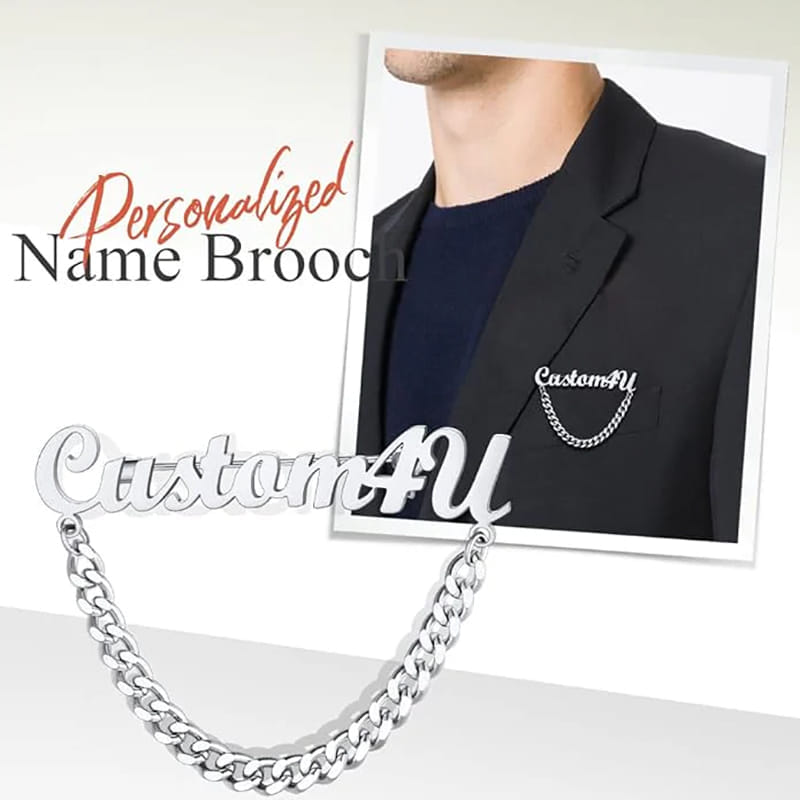 Personalised Name Chain Brooch