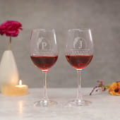 Personalised Name N Initial Wine Glasses