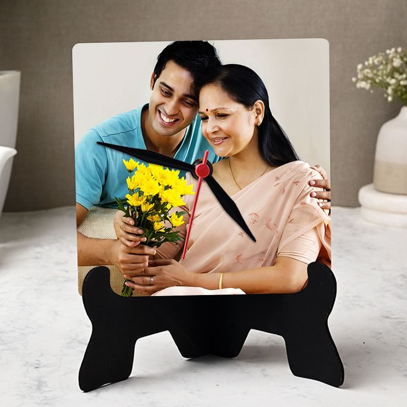 Personalised Squarical Table Clock For Mother