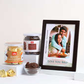 Personalised Photo Frame With Cookies N Choco Almonds