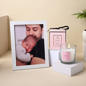 Personalised Photo frame with candle For Fathers Day