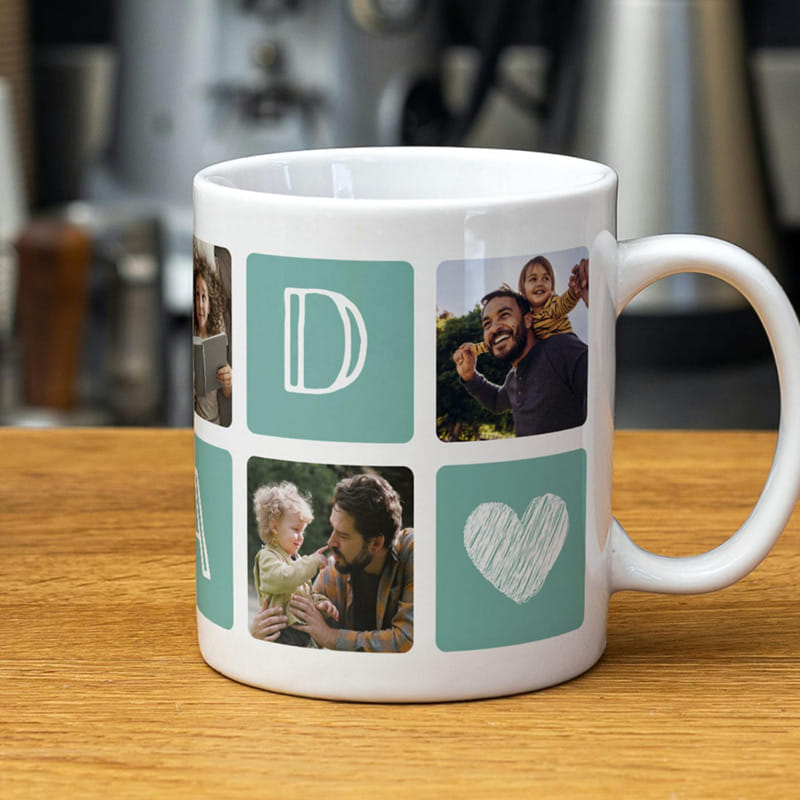 Personalised Photo Grid Mug For Dad