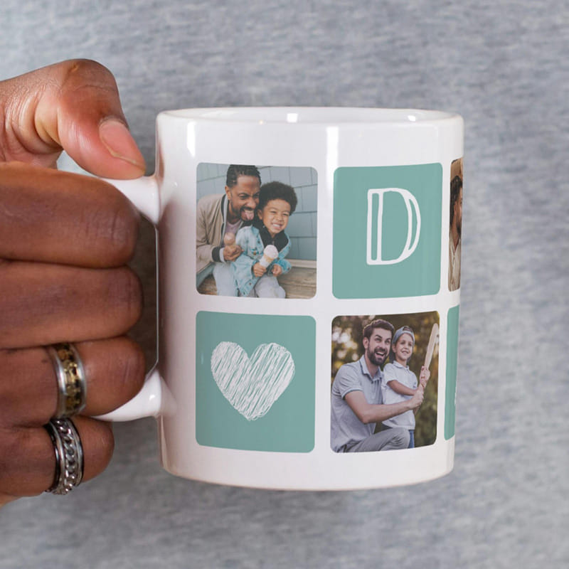 Personalised Photo Grid Mug For Dad