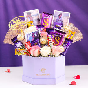 Personalised Polaroids N Treats Anniversary Set