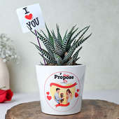 Personalised Propose Vase With Haworthia Plant