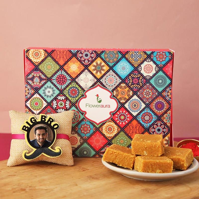 Personalised Rakhi and Sweet Combo