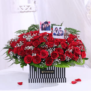 Personalised Red Roses With Love & Memories