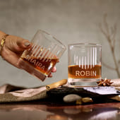 Personalised Signature Couple Whisky Glass Set