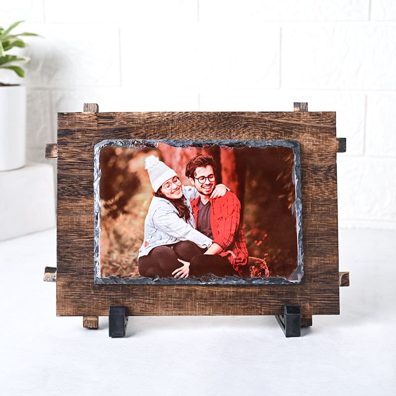 Personalised stone wood tabletop for valentine