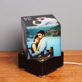 Square Shaped Personalised Lamp with 5 Images in Bright View