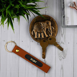 Personalised Name Vegan Leather Keychain