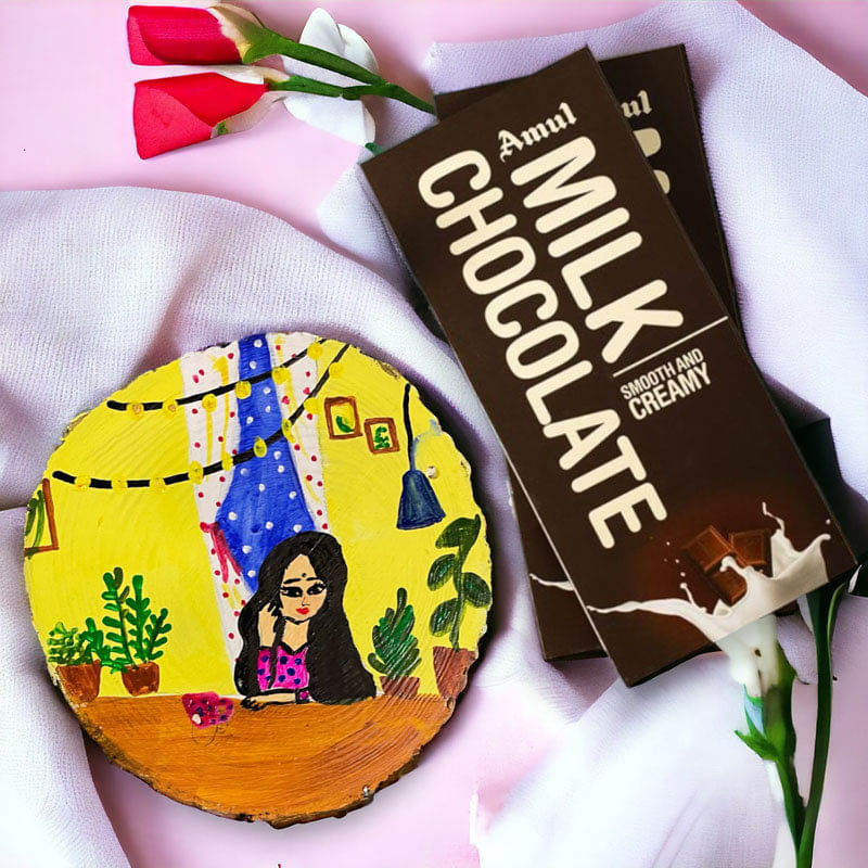 Personalised Wooden Coaster With Chocolates