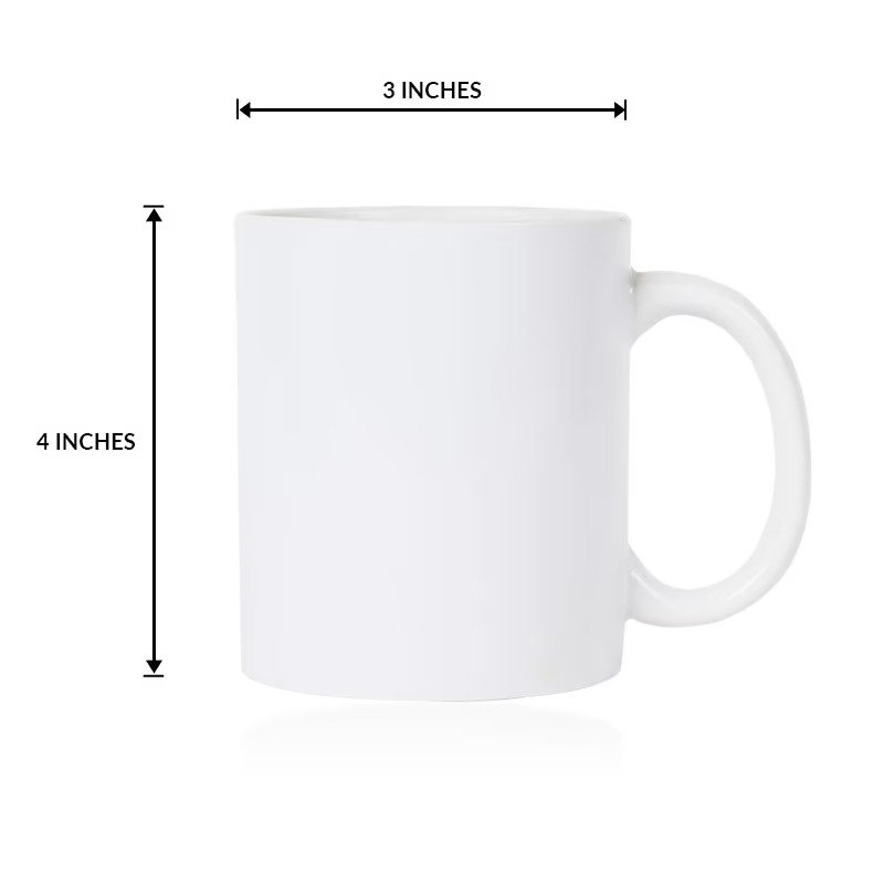 size measurement of quirky white ceramic mug 