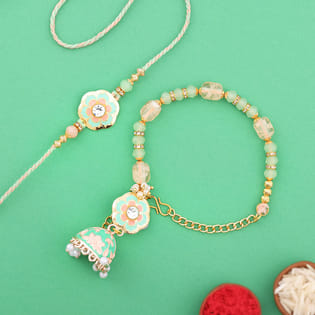 Petals N Pearls Beaded Bhaiya Bhabhi Rakhi Set