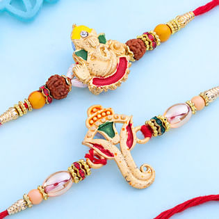 Two Rudraksha N Ganesha Rakhis