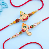 Two Rudraksha N Ganesha Rakhis
