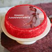 Beautiful Photo Anniversary Red Cake - Order Online for Delivery