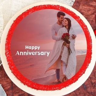 Photo Anniversary Red Cake