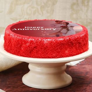 Photo Anniversary Red Cake
