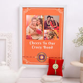 Send Photo Frame With Vibrant Green Rakhi in India - Personalised Rakhi Online
