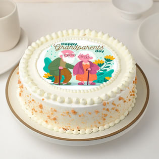 Grandparents Photo Cake in Butterscotch
