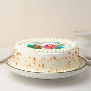 Side View of Grandparents Photo Cake in Butterscotch