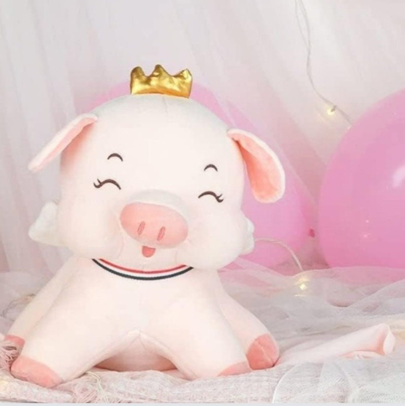 Piggy Soft Toy With Golden Crown